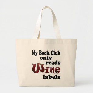 Book Club Wine Labels Large Tote Bag