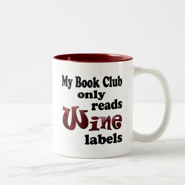 Book Club Wine Labels Two-Tone Coffee Mug (Right)