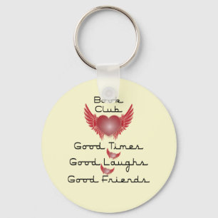 book club with heart design key ring