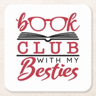 Book Club with My Besties  Square Paper Coaster
