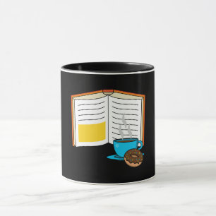 Book Coffee and Donut Cartoon Mug