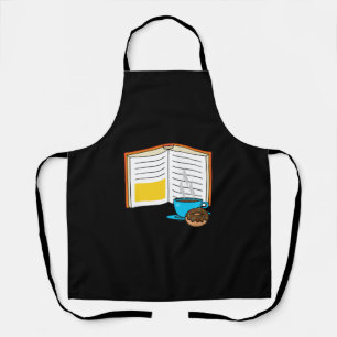 Book Coffee and Doughnut Cartoon Apron