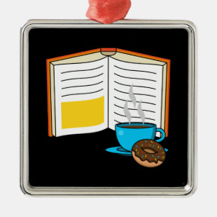 Book Coffee and Doughnut Cartoon Metal Tree Decoration