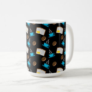 Book Coffee and Doughnut Cartoon Mug