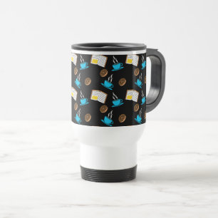 Book Coffee and Doughnut Cartoon Travel Mug