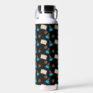 Book Coffee and Doughnut Cartoon Water Bottle