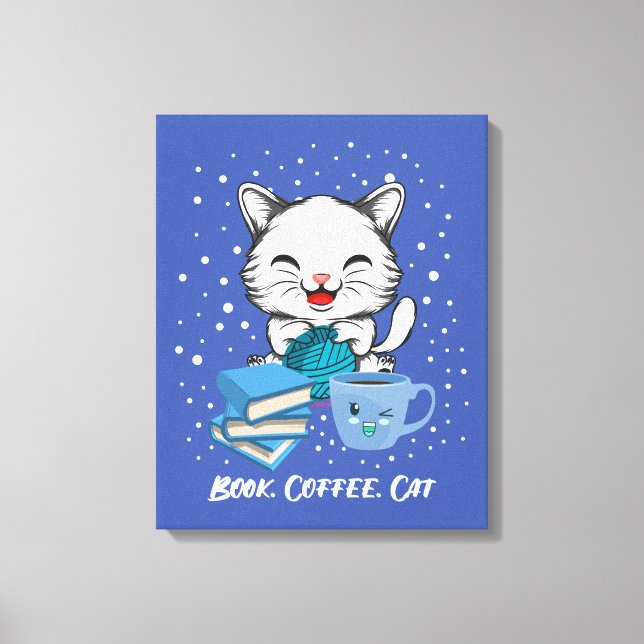 Book Coffee Cat Canvas Print (Front)