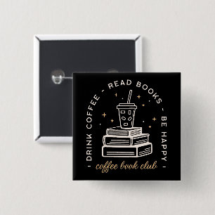 Book coffee reading group quotes aesthetic 15 cm square badge