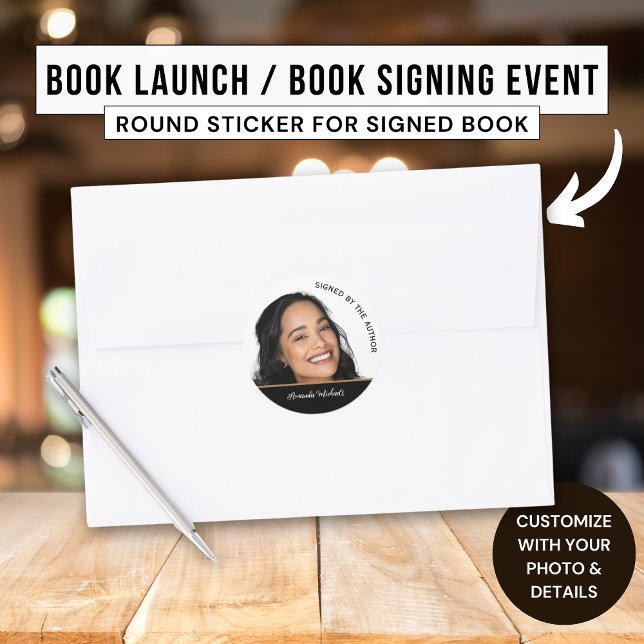 Book Copy Signed by The Author Writer Book Launch  Classic Round Sticker (Creator Uploaded)