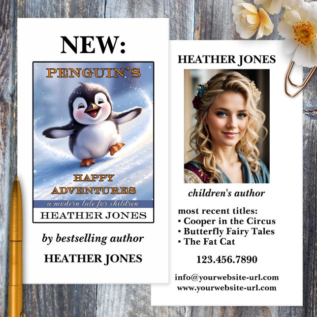 Book Cover Photo Children's Author Business Card (Children's book author business card featuring a photo of your book cover as well as yourself)