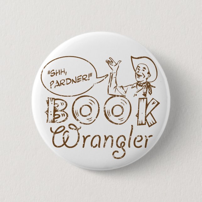 Book Cowboy Funny Librarian 6 Cm Round Badge (Front)