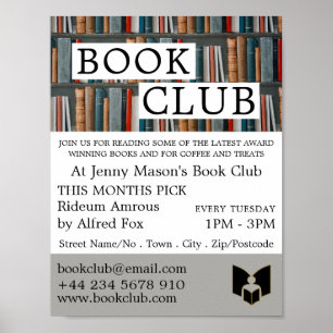 Book Display, Book Club Advertising Poster