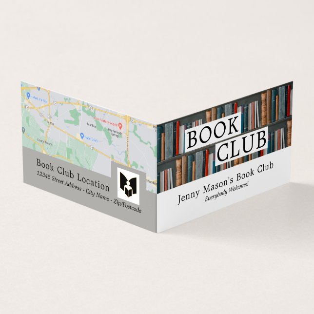 Book Display, Book Club Detailed Business Card (Outside)