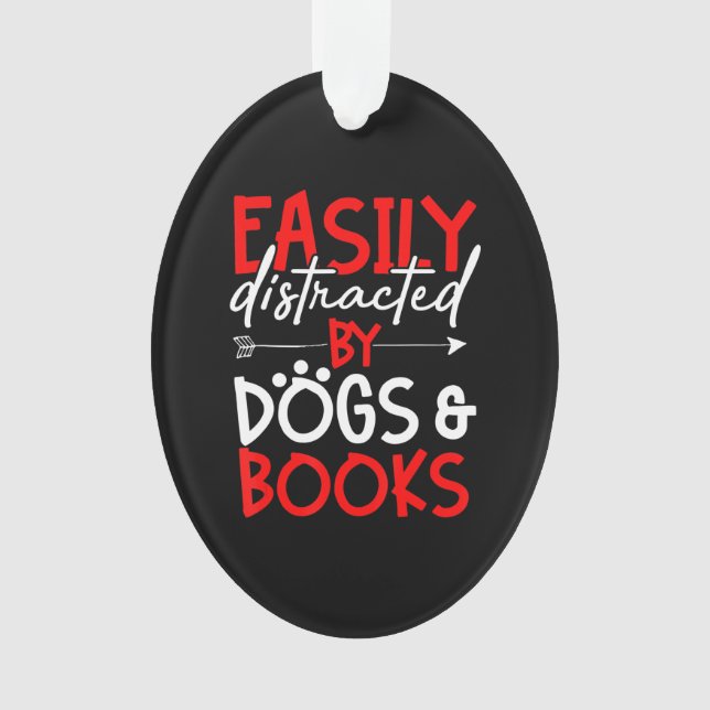 book dog lover reading library librarian ornament (Front)