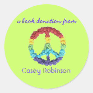 Book donation bookplate sticker - peace