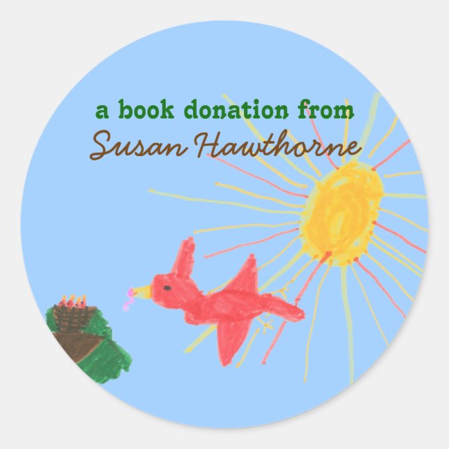 Book donation sticker - bird (Front)