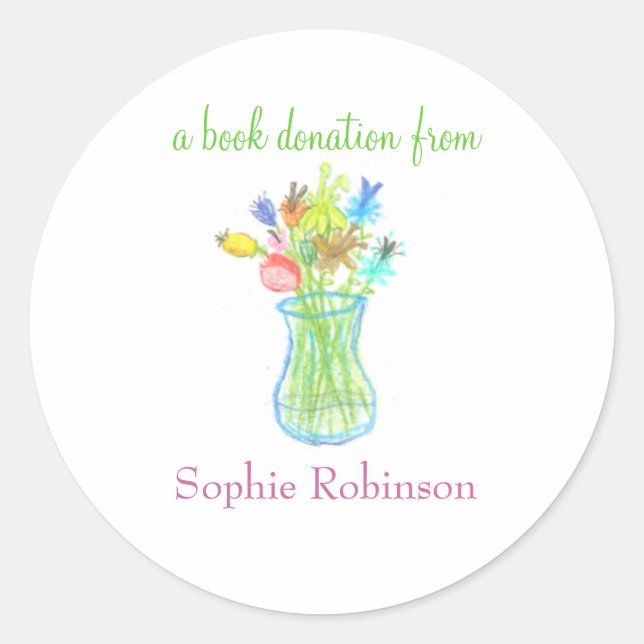 Book donation sticker - floral (Front)