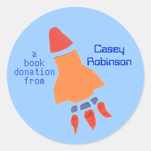 Book donation sticker - rocket (Front)