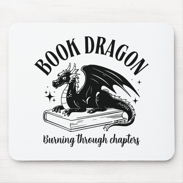 Book Dragon Fantasy Reader Bookish Saying Mouse Mat (Front)