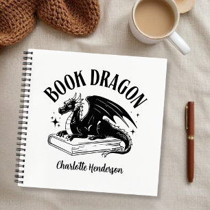 Book Dragon Fantasy Reader Custom Spiral Notebook