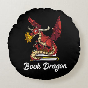 Book Dragon Literature Reading Geek Nerd Round Cushion