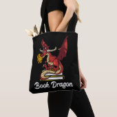 Book Dragon Literature Reading Geek Nerd Tote Bag (Close Up)