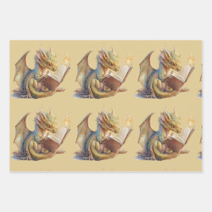 Book Dragon Wrapping Paper Sheet