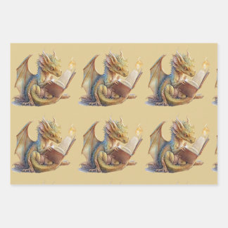 Book Dragon Wrapping Paper Sheet