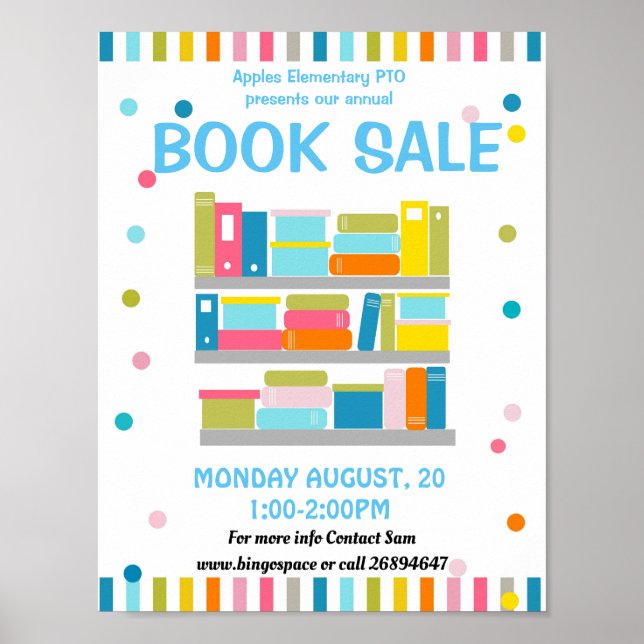 book fair, book sale PTO PTA fundraising Poster (Front)