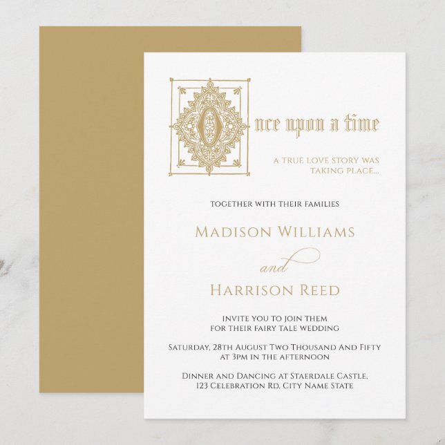 Book Fairy Tale One Upon a Time Library Wedding Invitation (Front/Back)