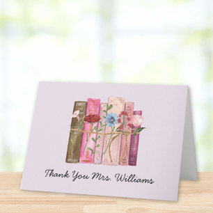 Book Flower Pink Purple Teacher Appreciation Day Card