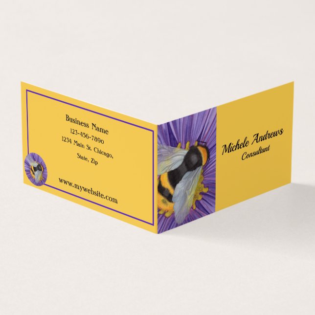 Book Fold Business Cards Honeybee (Outside)