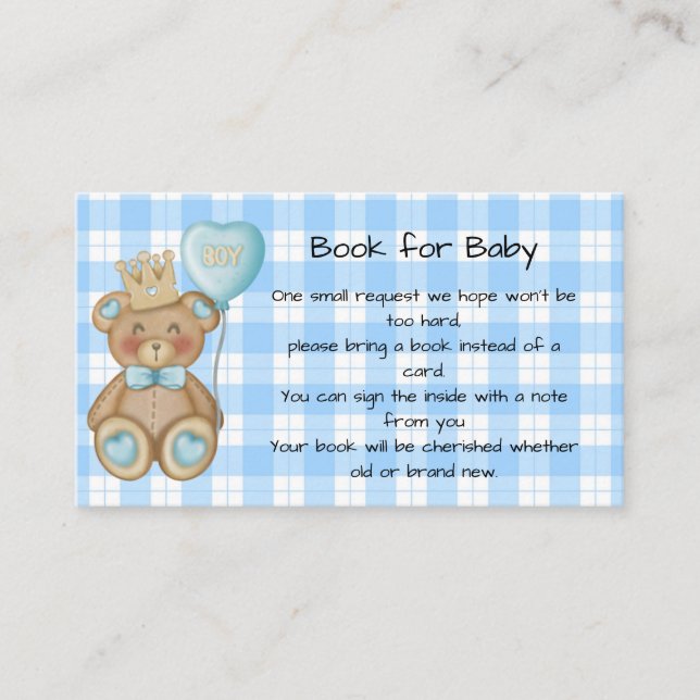 Book For Baby, Bear Baby Shower Insert (Front)