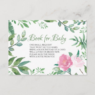 Book for Baby Insert Card, Greenery Pink Rose