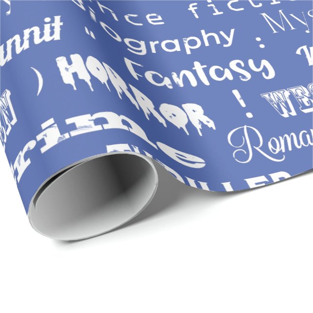 Book Genres Blue White Wrapping Paper (Roll Corner)