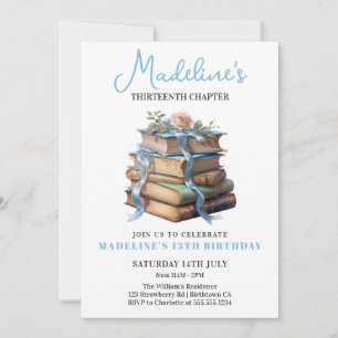 Book Girl Birthday Invitation
