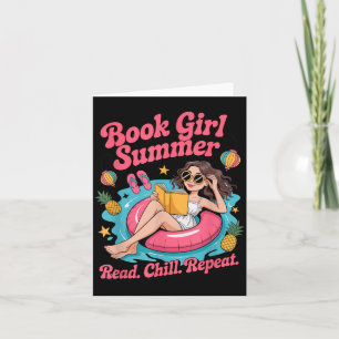 Book Girl Summer Beach Vacation Book Lover Card