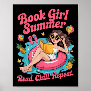 Book Girl Summer Beach Vacation Book Lover Poster