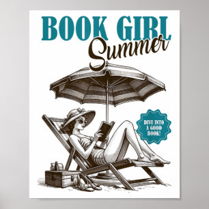 Book Girl Summer Dive Into A Good Book Beach Vacat Poster