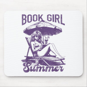 Book Girl Summer Funny Books Girl Lover Vacation _ Mouse Mat
