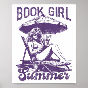 Book Girl Summer Funny Books Girl Lover Vacation _ Poster