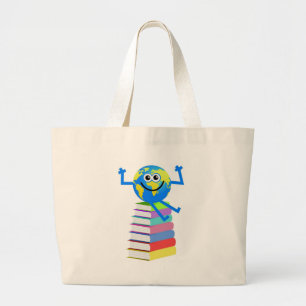 Book Globe Large Tote Bag