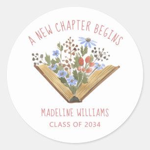 Book Graduation Photo Classic Round Sticker