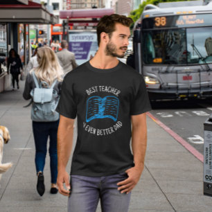 Book Hand Drawn Best Teacher Dad Black T-Shirt