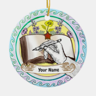 Book Hand Flowers Ceramic Tree Decoration