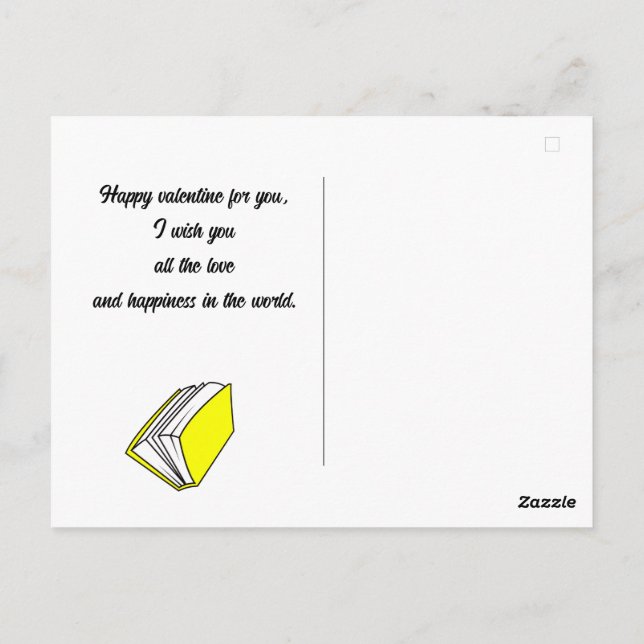 book, Happy valentines day personalise name  Postcard (Back)