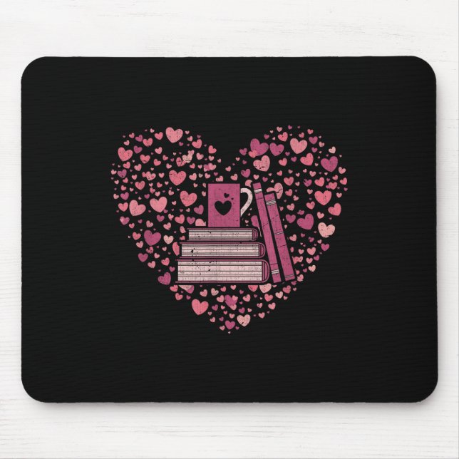 Book Heart Book Reader Gift Bookworm Nerd Love Rea Mouse Mat (Front)