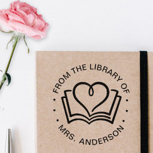 Book Heart Love From The Library Of Name Rubber Stamp