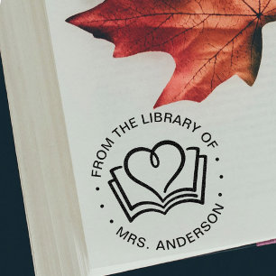 Book Heart Love From The Library Of Name Self-inking Stamp