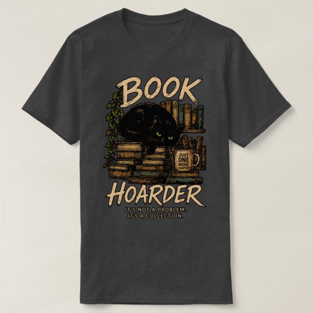 Book Hoarder Cat Collection T-Shirt (Design Front)